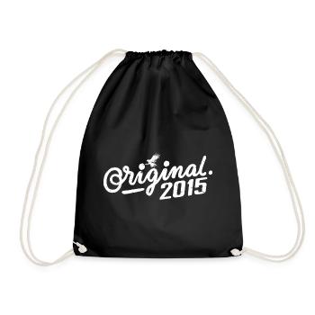 Original 2015 Birthday Gift - Vintage 2015 - Drawstring Bag - black - Front