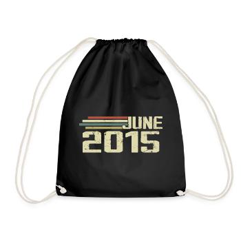 June 2015 Anniversary June 2015 June 2015 Birthday - Drawstring Bag - black - Front