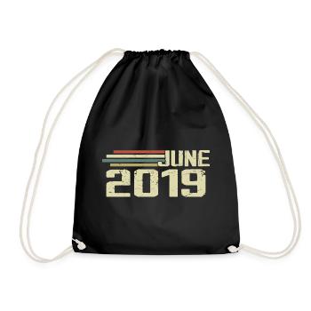 June 2019 Anniversary June 2019 June 2019 Birthday - Drawstring Bag - black - Front