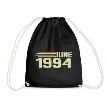 June 1994 Anniversary June 1994 June 1994 Birthday - Drawstring Bag - black - Front