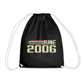 June 2006 Anniversary June 2006 June 2006 Birthday - Drawstring Bag - black - Front
