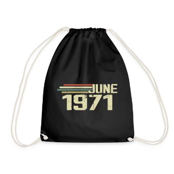 June 1971 Anniversary June 1971 June 1971 Birthday - Drawstring Bag - black - Front