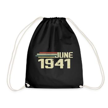 Juni 1941 Jahrestag Juni 1941 Juni 1941 Geburtstag - Turnbeutel - Schwarz - Vorne