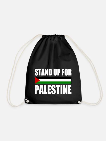 stand up for palestine - Drawstring Bag - black