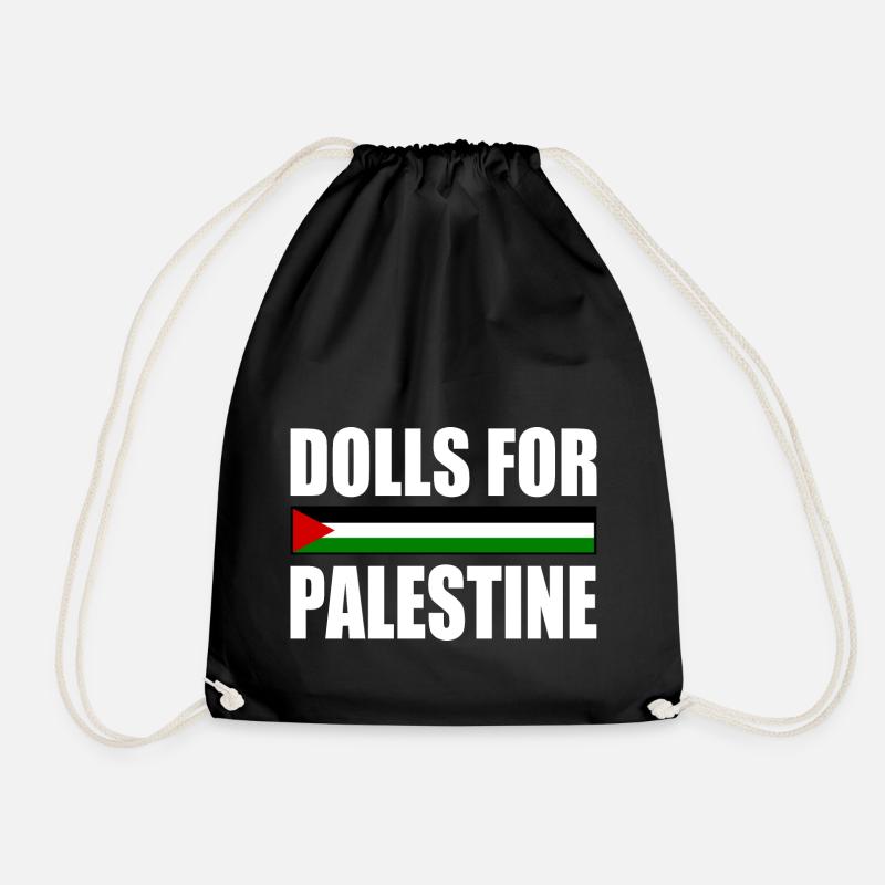 dolls for palestine - Drawstring Bag - black