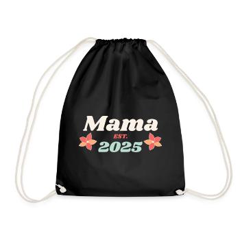 Mama Est 2025 Je vais être maman style rétro - Sac de sport léger - noir - Devant