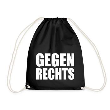 Gegen rechts - Turnbeutel - Schwarz - Vorne