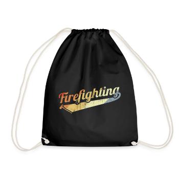 Feuerwehr Vintage Look - Turnbeutel - Schwarz - Vorne