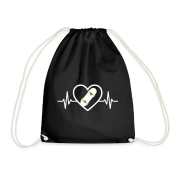 Skateboarding Heart Sport Urban Street Passion - Drawstring Bag - black - Front