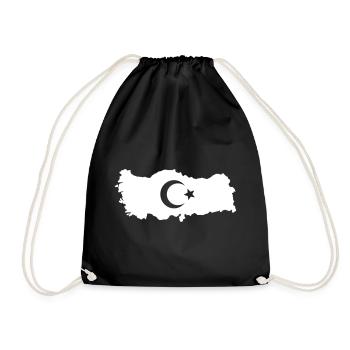 Contour of Turkey with Crescent Moon Star - Drawstring Bag - black - Front
