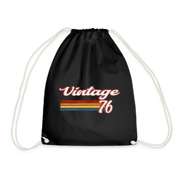 Vintage76 Retro Birthday - Drawstring Bag - black - Front