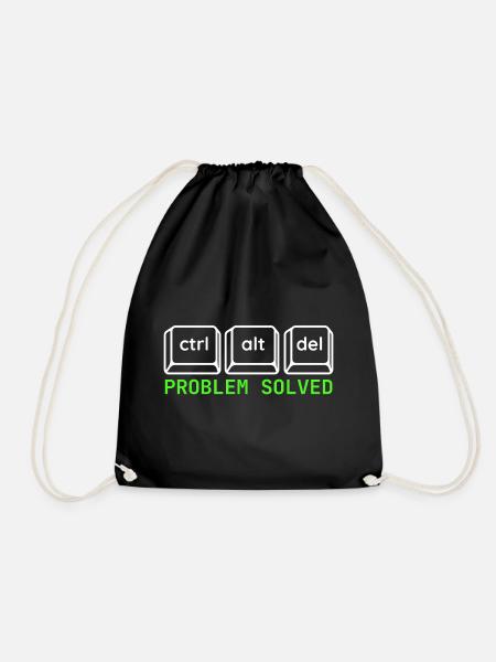 Ctrl Alt Del – Problem Solved IT Design - Turnbeutel - Schwarz