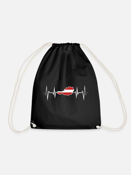Österreich Ekg Herzschlag Österreicher Geschenk - Turnbeutel - Schwarz