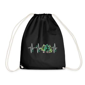 Forest Heartbeat Trees Symbol Pulse ECG icon Graphic - Drawstring Bag - black - Front