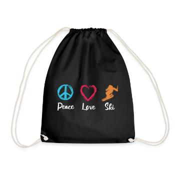 Peace Love Skiing - Drawstring Bag - black - Front