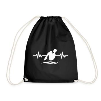 Herzschlag Schwimmer - Taucher Wassersport Athlet - Turnbeutel - Schwarz - Vorne