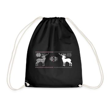 Noël, Renne - Sac de sport léger - noir - Devant