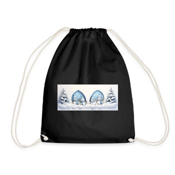 Petit bonhomme de neige avec sapins de noël - Sac de sport léger - noir - Devant