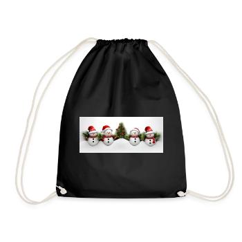 Schneemann mit Weihnachtsbaum - Turnbeutel - Schwarz - Vorne