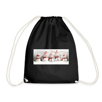 Schneemann-Set mit Tannenbäumen - Turnbeutel - Schwarz - Vorne