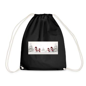 Bonhomme de neige paysage sapins - Sac de sport léger - noir - Devant