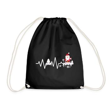 Petit Père Noël Battement de cœur Sapin de Saint-Nicolas - Sac de sport léger - noir - Devant