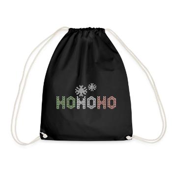 hohoho schneekristall Pixel Winter Weihnachten - Turnbeutel - Schwarz - Vorne
