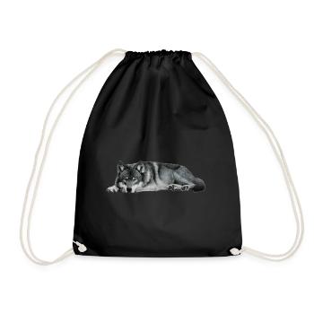 wolf - Drawstring Bag - black - Front