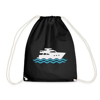 Yacht Silhouette Motorboat - Drawstring Bag - black - Front