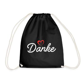 Thank You Heart Script - Drawstring Bag - black - Front