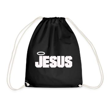 Jesus Schriftzug mit Heiligenschein - Turnbeutel - Schwarz - Vorne