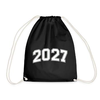 2027 Blockzahlen Retro - Turnbeutel - Schwarz - Vorne