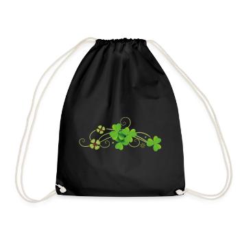 St Patricks Day. Realistic Shamrocks. Irish Day. - Drawstring Bag - black - Front