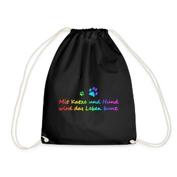 Cat and dog saying - Drawstring Bag - black - Front