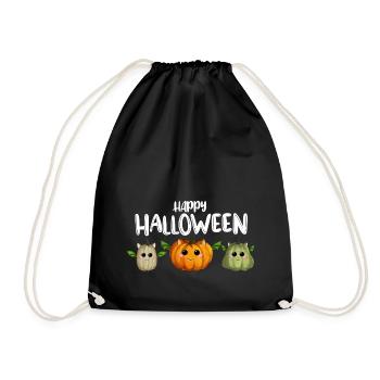Happy Halloween Kürbisse weiß - Turnbeutel - Schwarz - Vorne