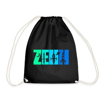 10th Birthday Boy 10 Years Rocket Spaceship - Drawstring Bag - black - Front
