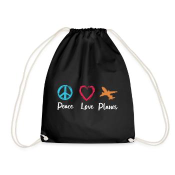 Peace Love Planes - Drawstring Bag - black - Front