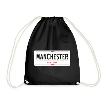 Ortsschild von Manchester - Turnbeutel - Schwarz - Vorne