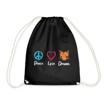 Peace Love Drums - Drawstring Bag - black - Front
