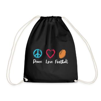 Peace Love Football - Drawstring Bag - black - Front