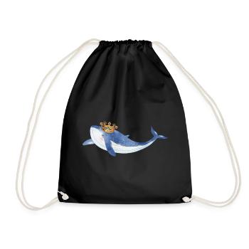 poisson baleine bleu vif avec couronne dorée - Sac de sport léger - noir - Devant