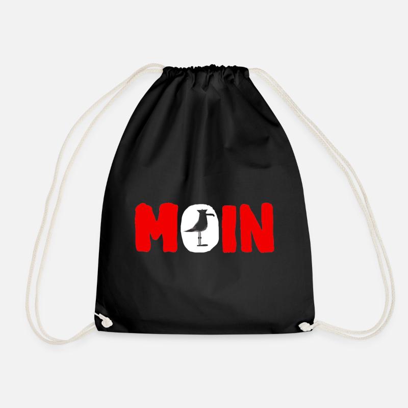 Moin with the seagull - Drawstring Bag - black