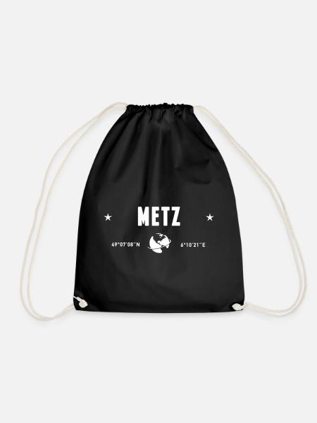 Metz France Weiße GPS-Koordinaten - Turnbeutel - Schwarz