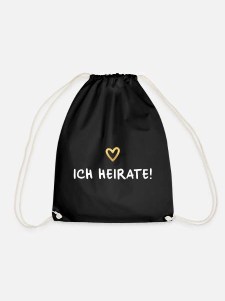 Ich heirate Herz gold Hochzeit Geschenk - Turnbeutel - Schwarz