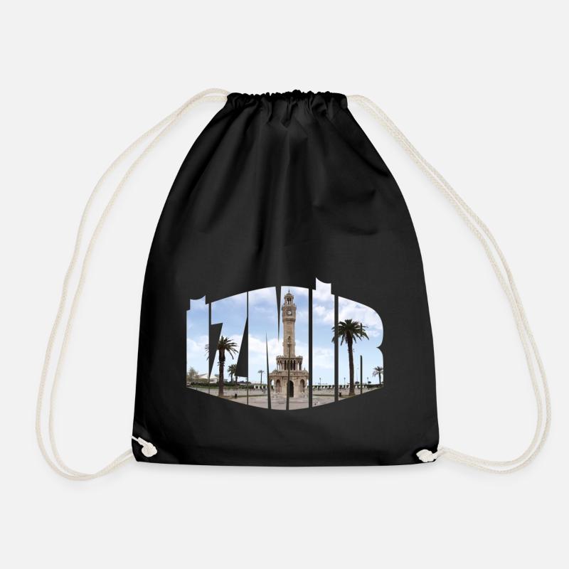 Izmir clock tower - Drawstring Bag - black
