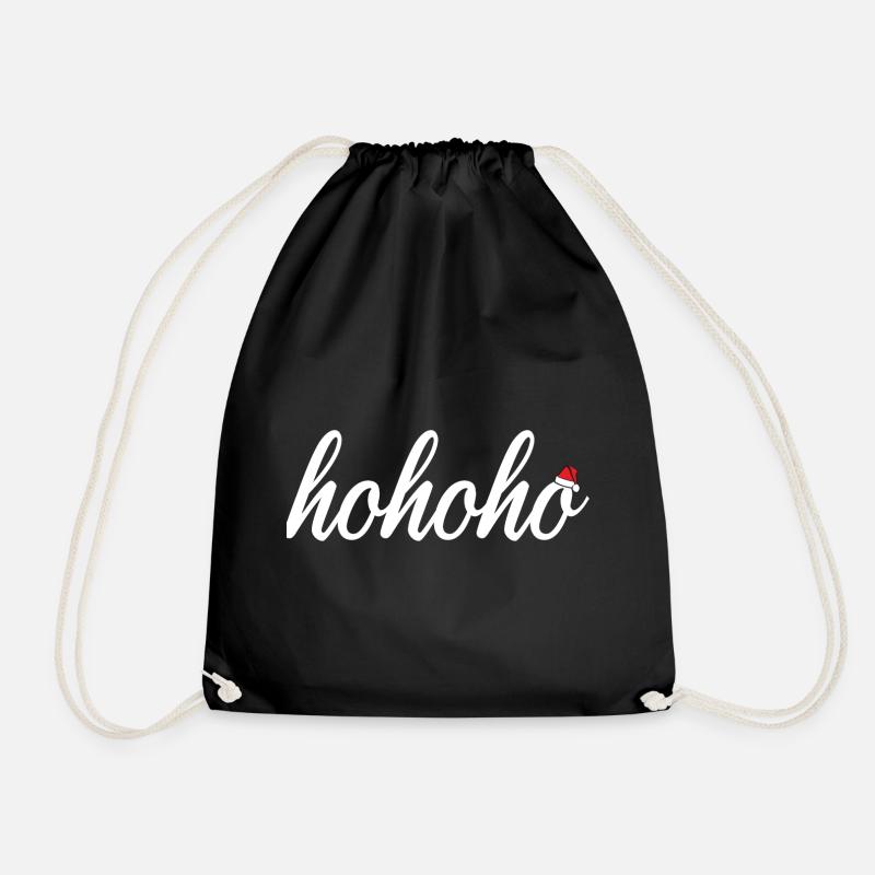 hohoho with Santa's hat - Drawstring Bag - black