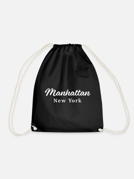 Manhattan New York NYC Fancy Script Geschenk - Turnbeutel - Schwarz