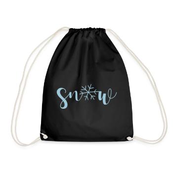 Snow Schnee Schneeflocke Handlettering Winter Xmas - Turnbeutel - Schwarz - Vorne