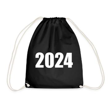 2024 white New Year's Eve black - Drawstring Bag - black - Front