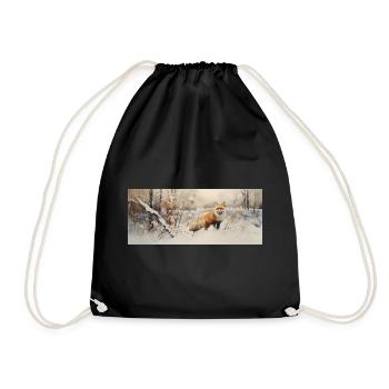 Fox Landscape Snow - Drawstring Bag - black - Front